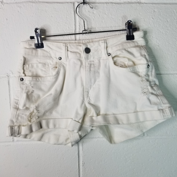 All Saints white distressed denim shorts - Picture 3 of 10